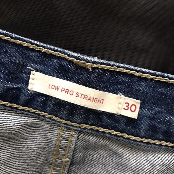 Levis Indigo Blue Low Pro Straight Leg Denim Cropped Frayed Casual Jeans - 30 - Picture 10 of 10